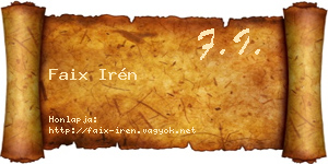 Faix Irén névjegykártya